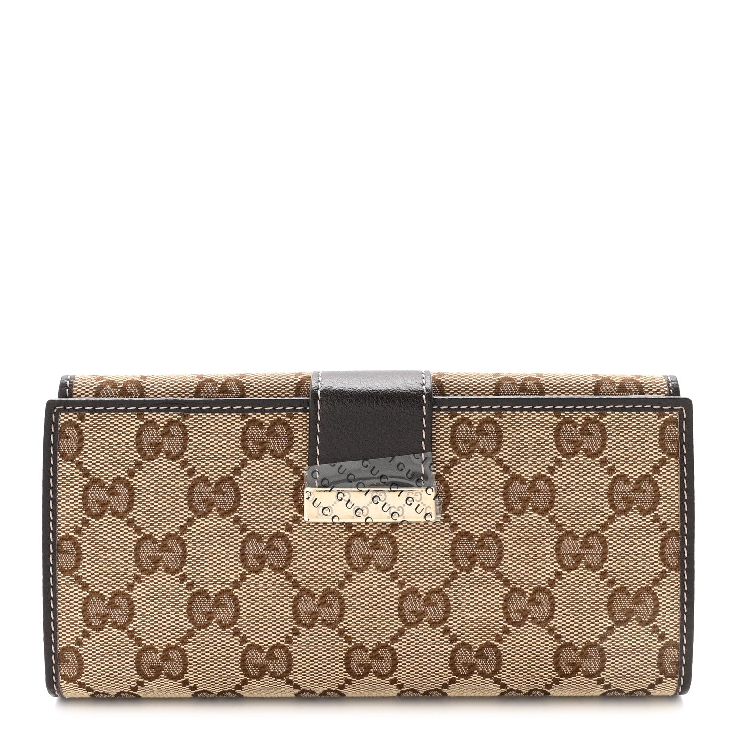 Gucci GG Plus Monogram Icon Bar Continental Flap Wallet Dark Brown 1 of 8