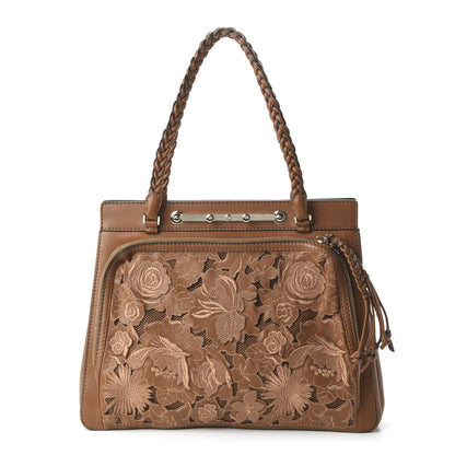 Valentino Garavani Vitello Lace Demetra Satchel Cognac 1 of 9