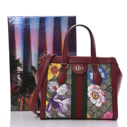 Gucci GG Supreme Monogram Flora Web Small Ophidia Tote Bag Red 11 of 11