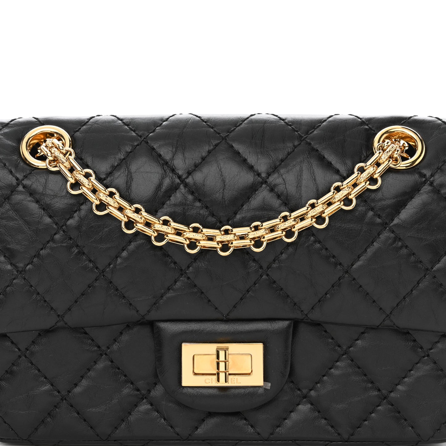 Aged Calfskin Quilted 2.55 Reissue Mini Flap Black