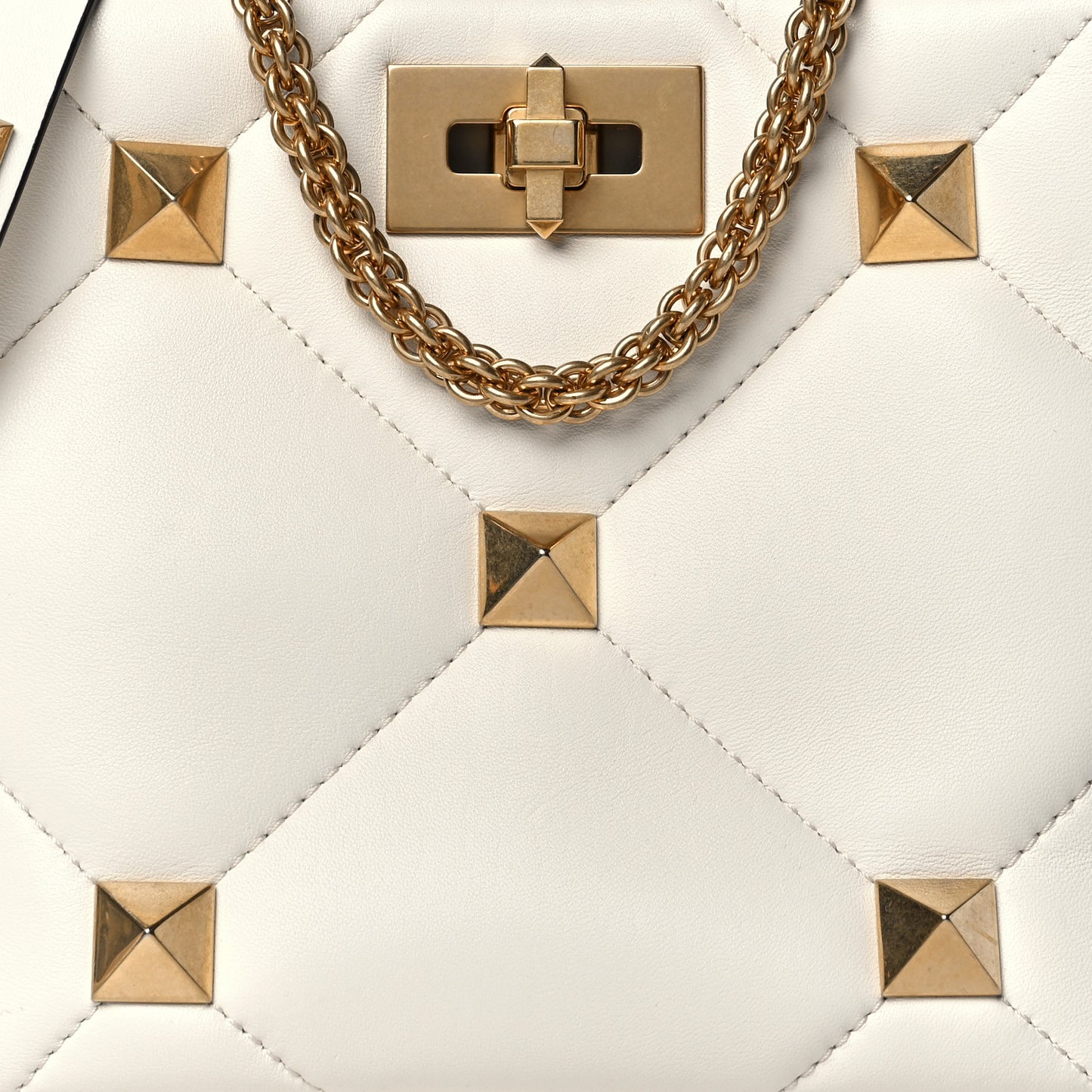 Nappa Small Roman Stud The Handle Bag Ivory