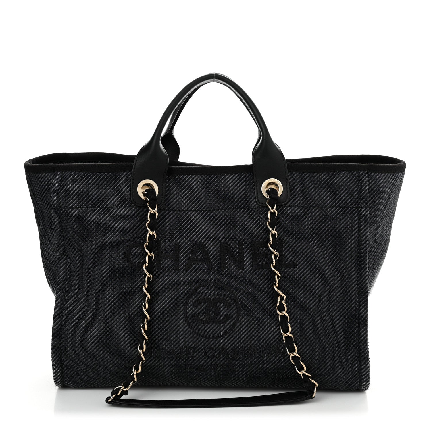 Chanel Mixed Fibers Calfskin Medium Deauville Black 1 of 18