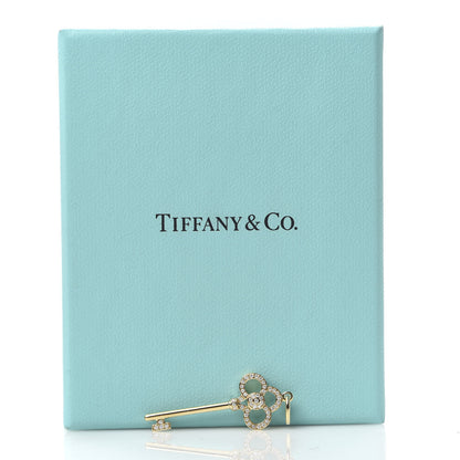 Tiffany 18K Yellow Gold Diamond Crown Key Pendant 4 of 4