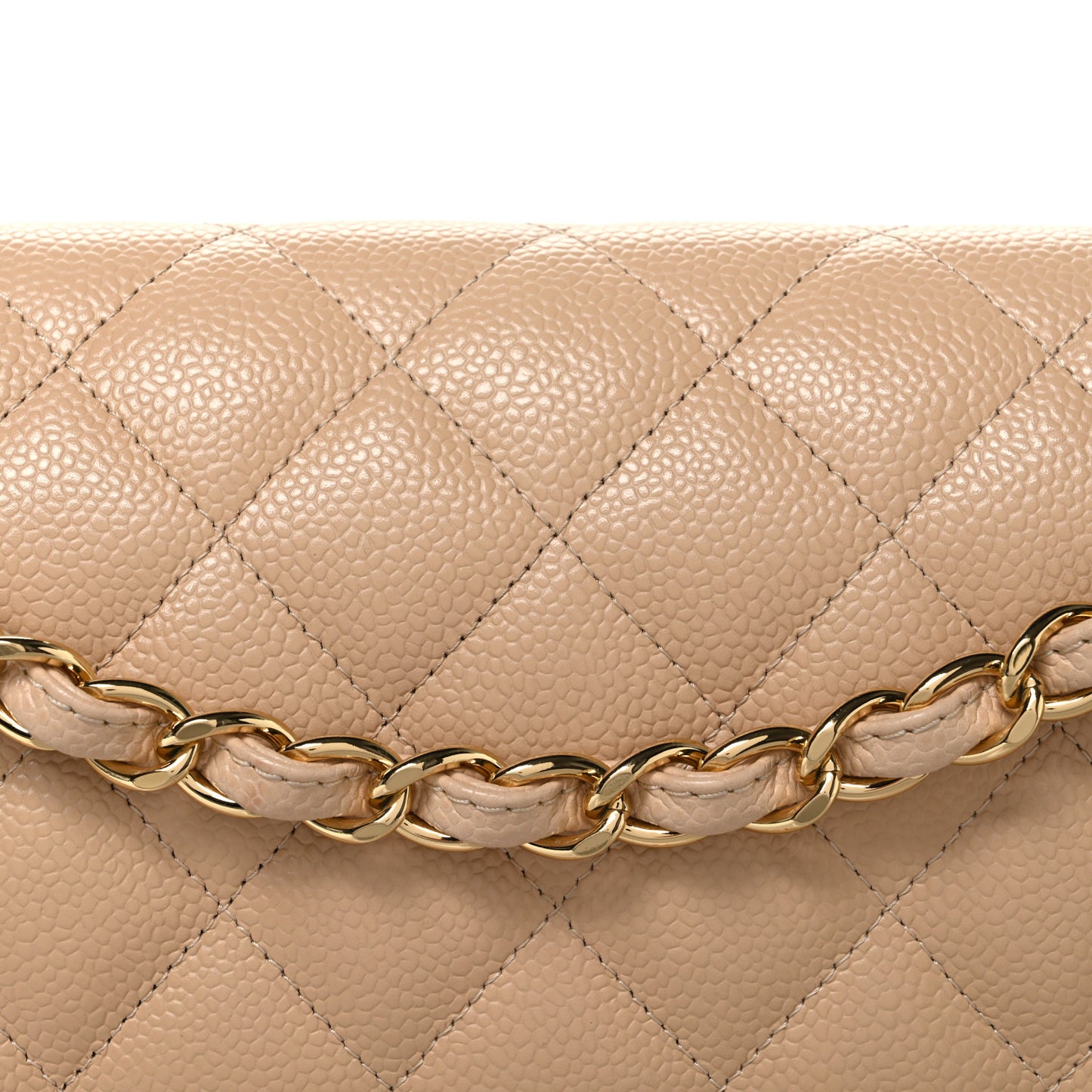 Caviar Quilted Jumbo Double Flap Beige