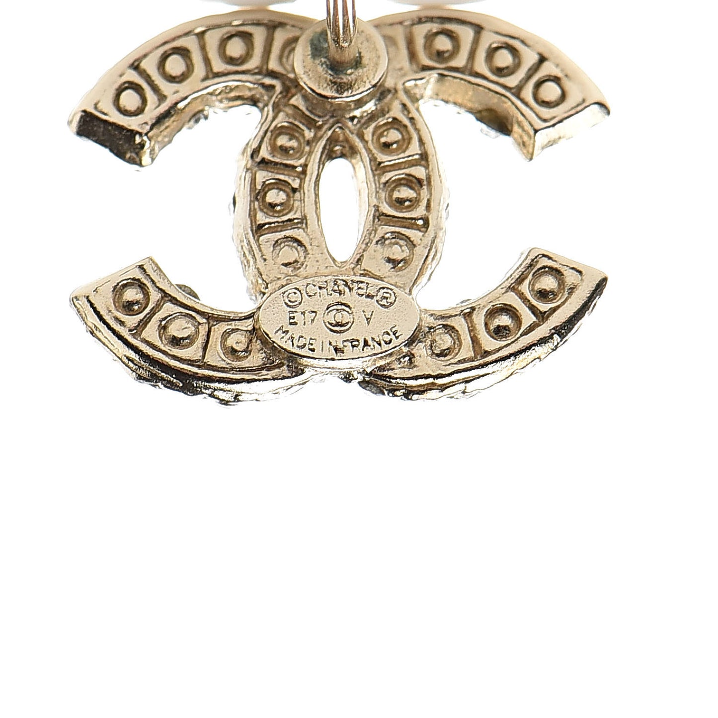 Pearl Crystal CC Earrings Gold