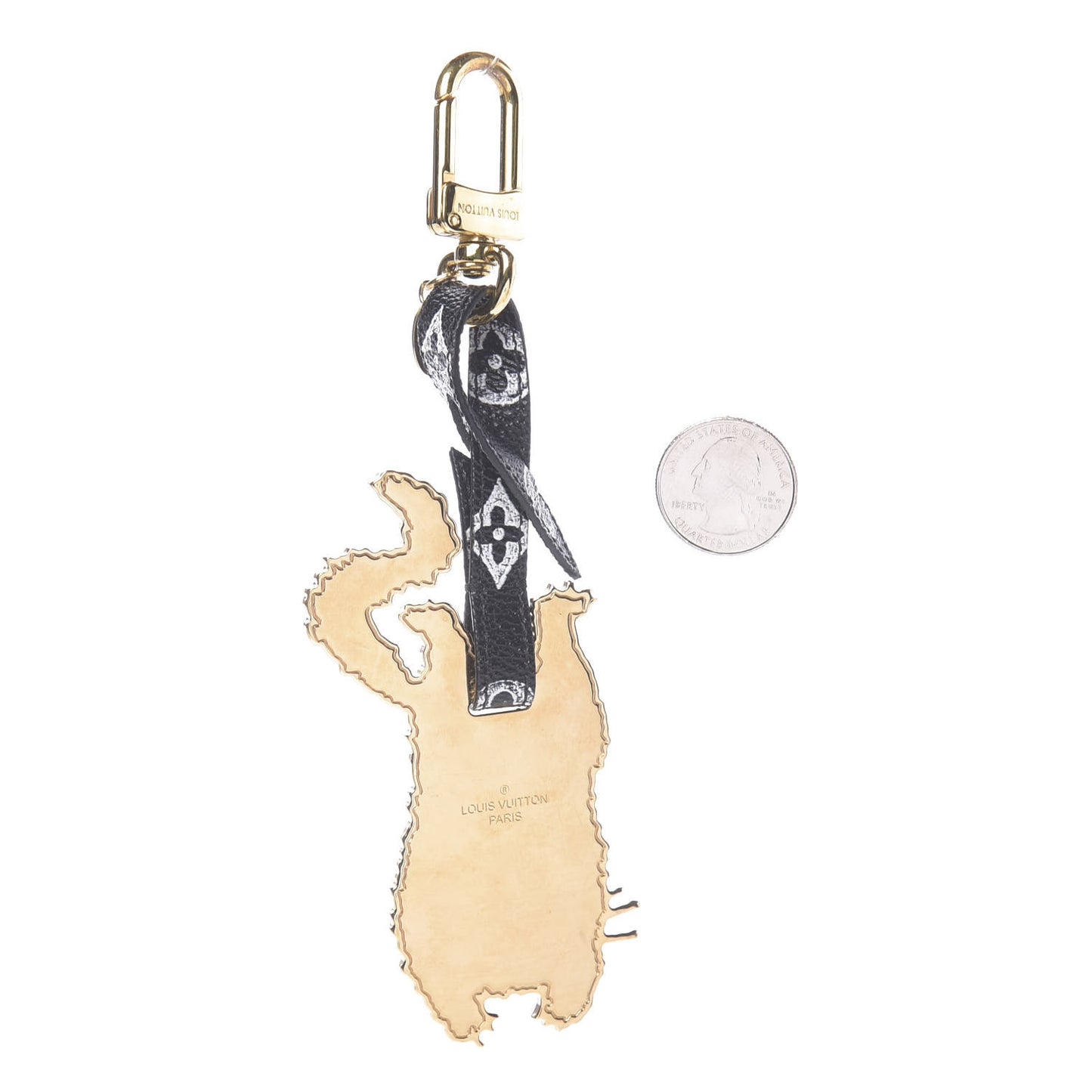 Catogram Flying Cat Bag Charm Key Holder Gold Black