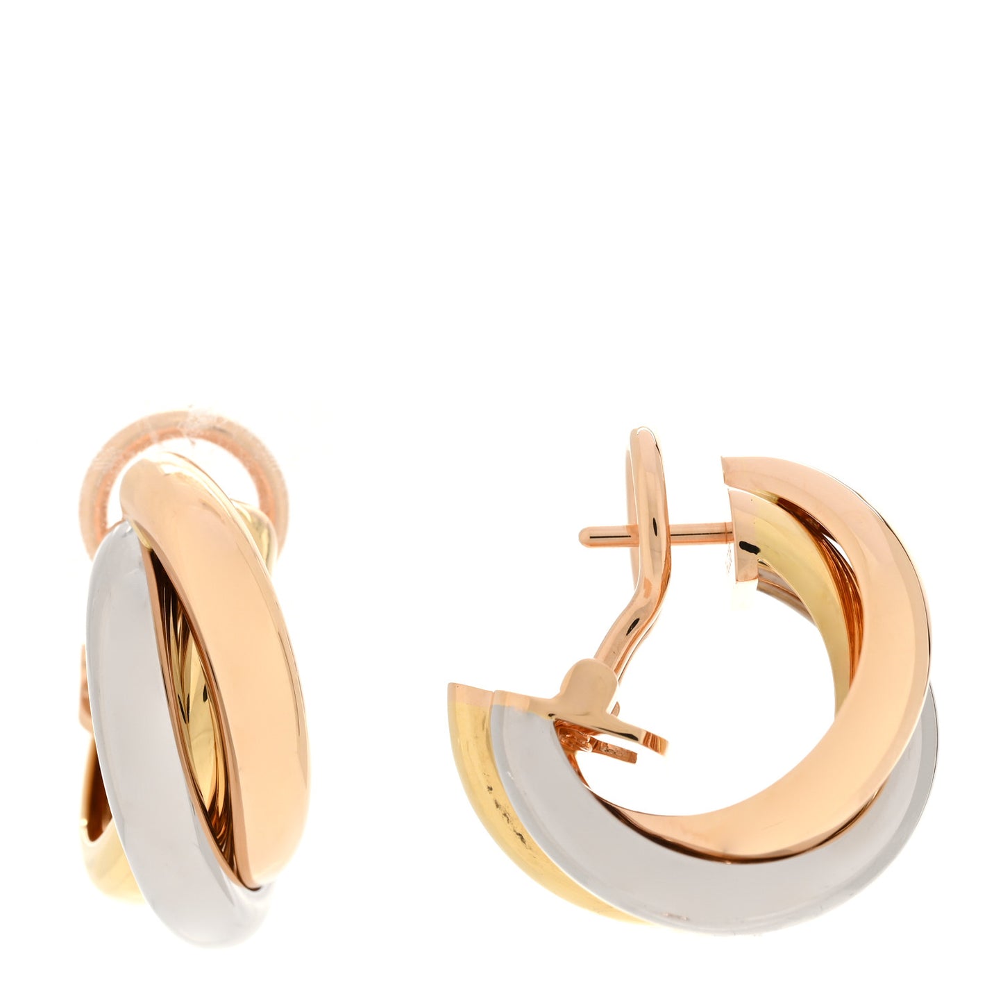 18K Pink Yellow White Gold Small Trinity Earrings