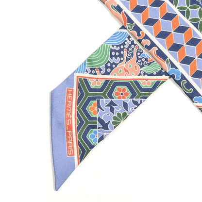 Hermes Silk Collections Imperiales Twilly Lavande Bleu Orange 2 of 3