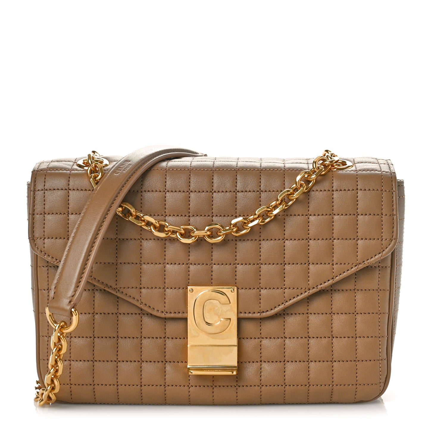 Calfskin Quilted Medium C Bag Beige