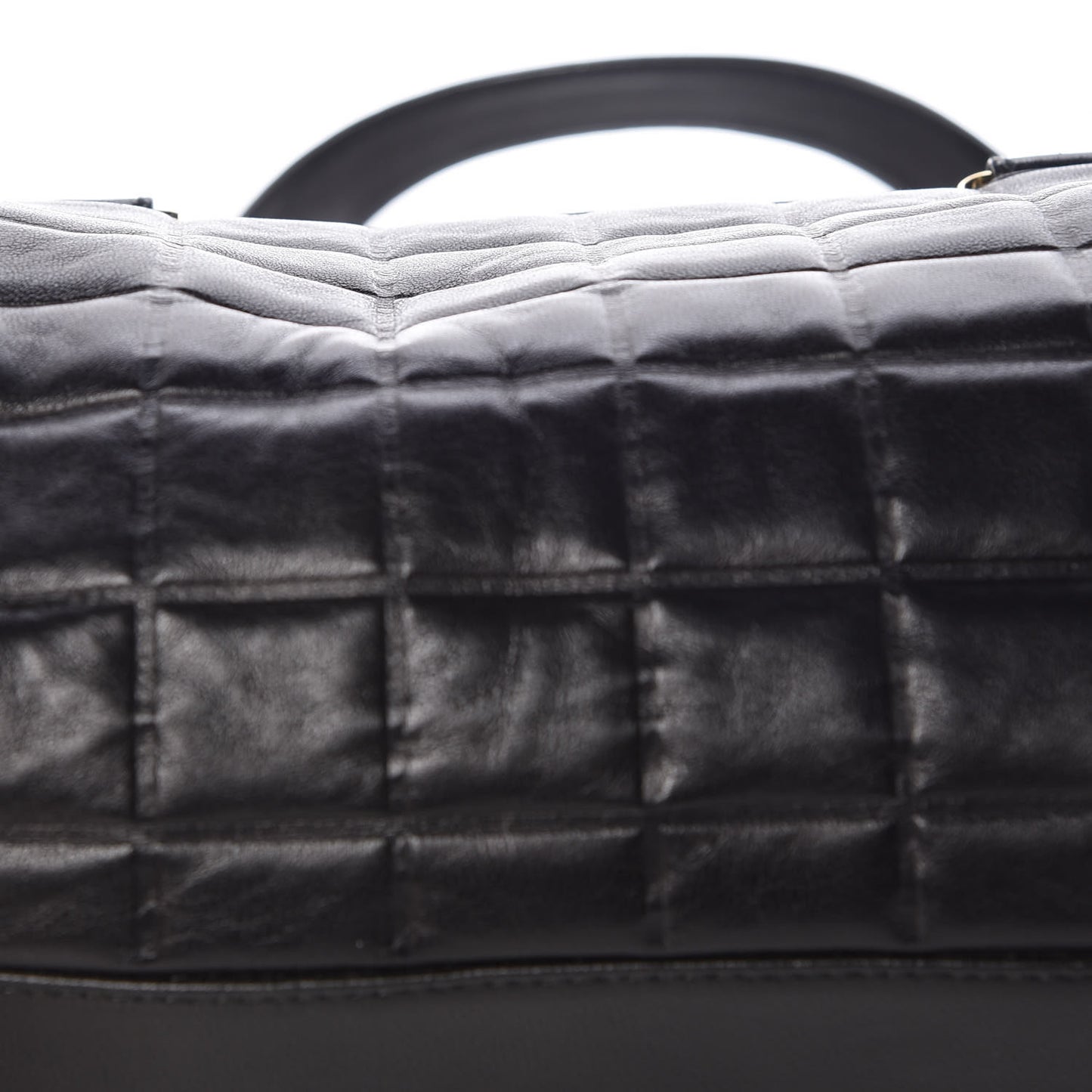 Lambskin Chocolate Bar Quilted CC Shoulder Bag Black