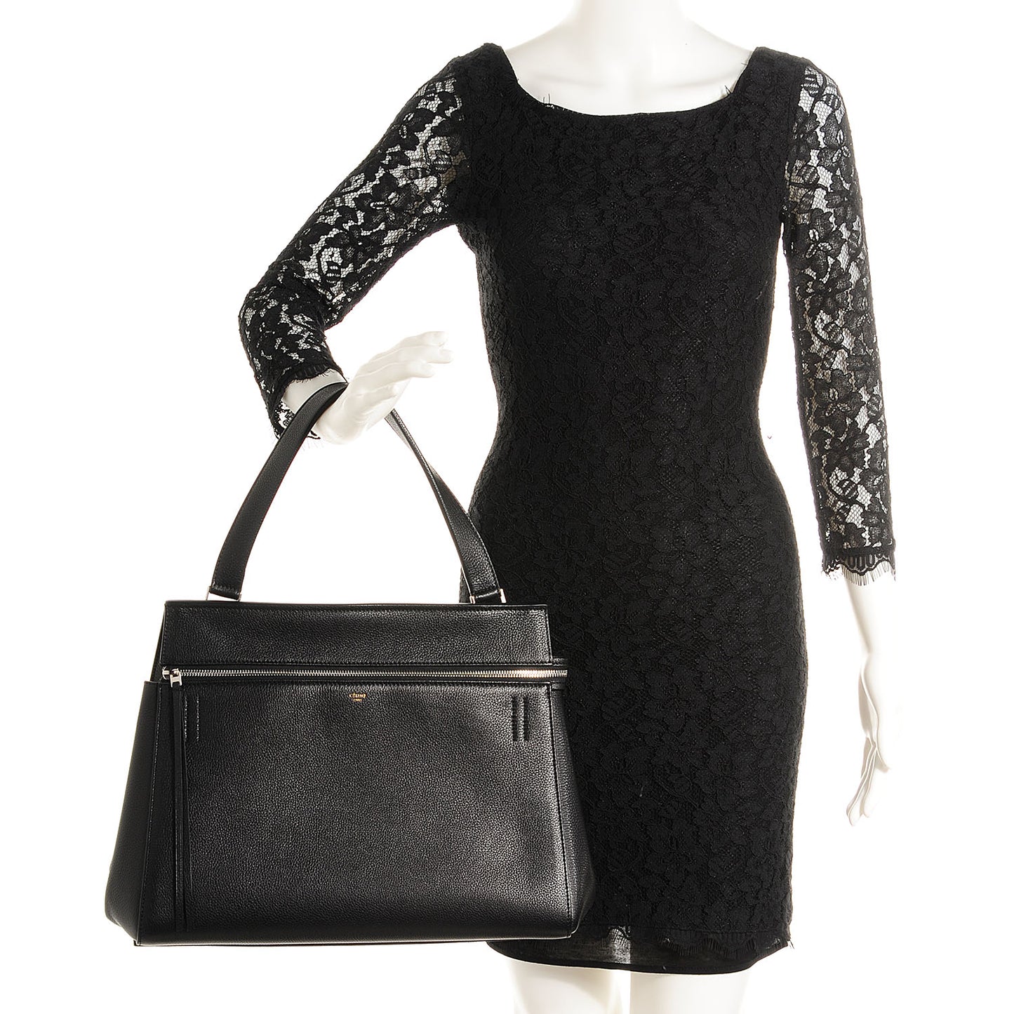 Grained Calfskin Large Edge Shoulder Bag Black