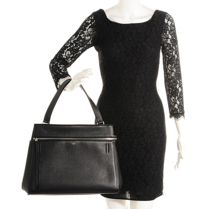 Celine Grained Calfskin Large Edge Shoulder Bag Black 2 of 8