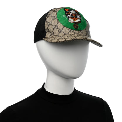 Gucci GG Supreme Monogram Bosco Patch Baseball Hat 57 Beige Green 2 of 9