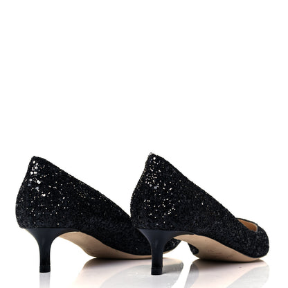 Jimmy Choo Coarse Glitter Pointy Toe Romy 40 Pumps 37 Black 4 of 7