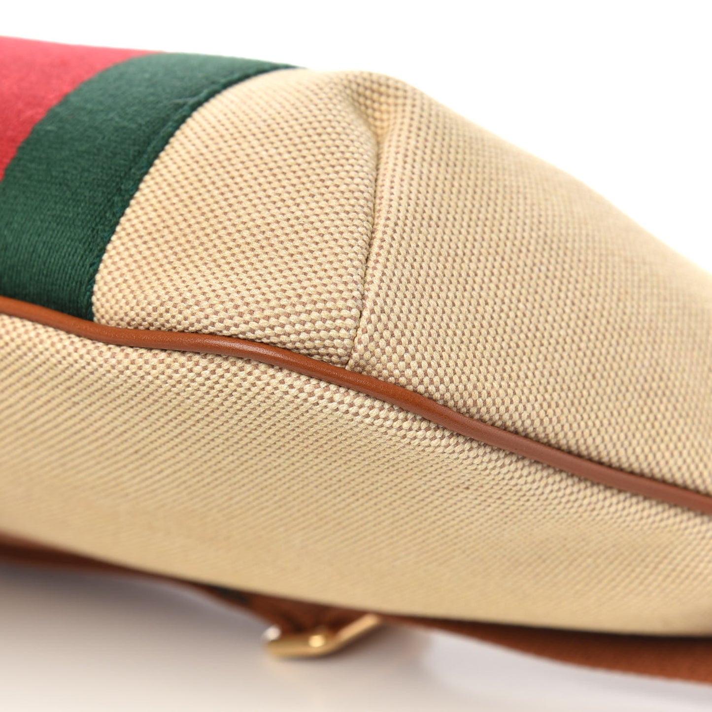 Vintage Canvas Web Belt Bag Sand Cuir