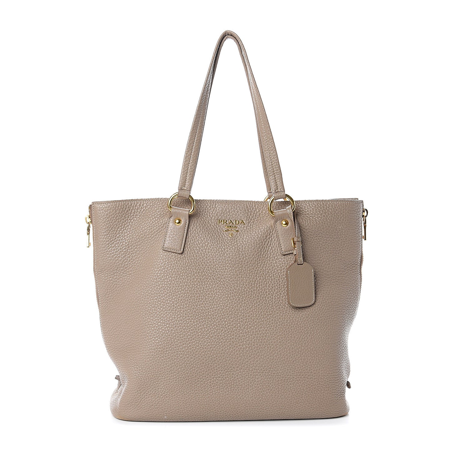 Vitello Daino Side Zip Tote Visone
