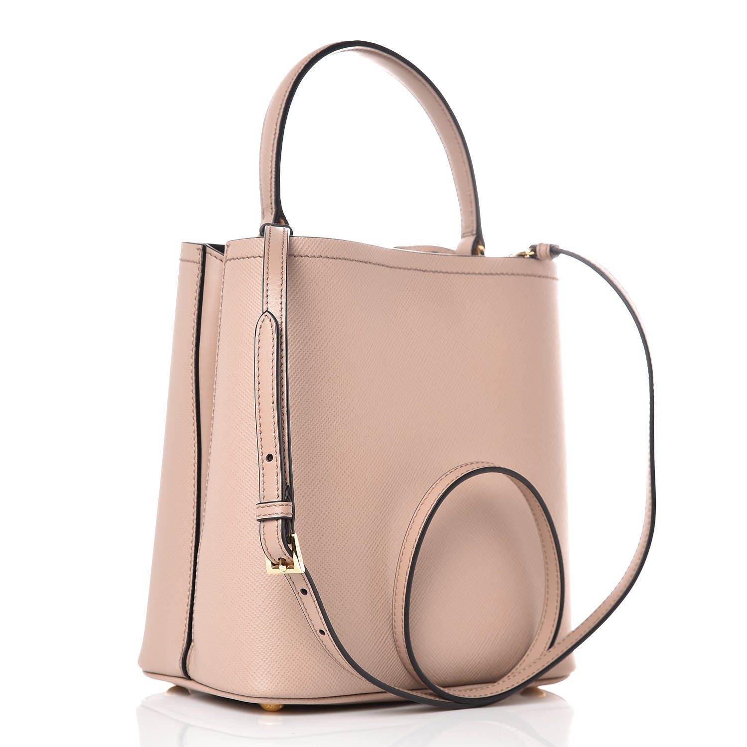 Prada Saffiano Cuir Medium Panier Bucket Bag Cipria Black 4 of 11