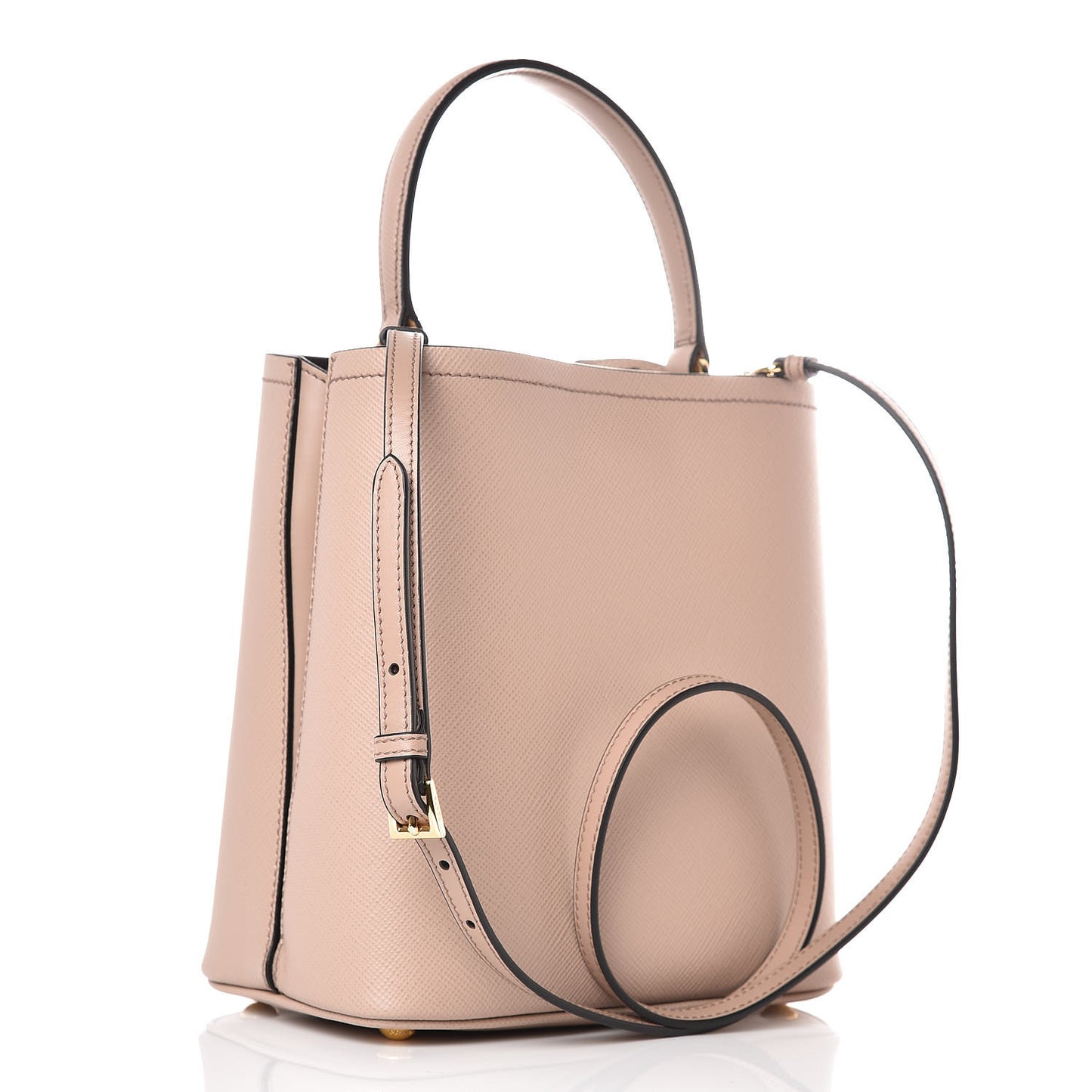 Saffiano Cuir Medium Panier Bucket Bag Cipria Black