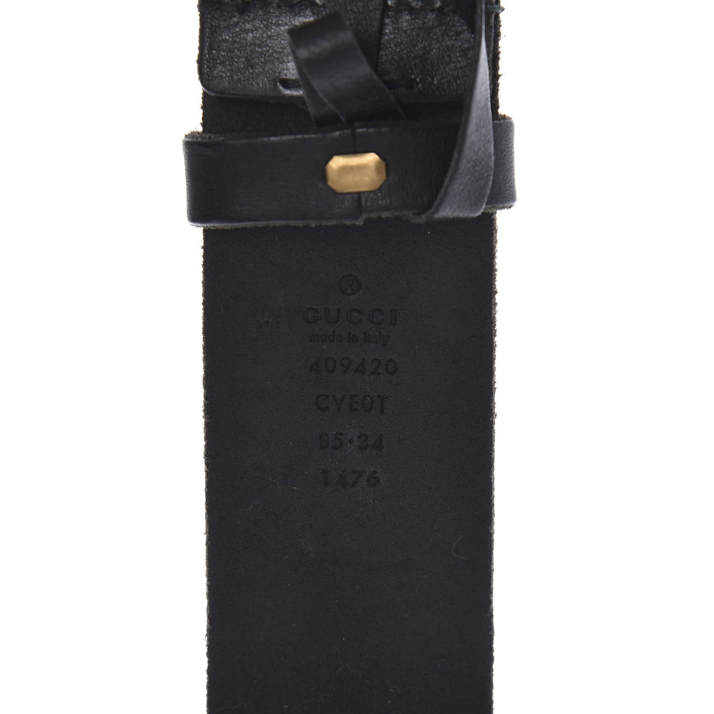 Calfskin Brass Feline Buckle Belt 85 34 Black