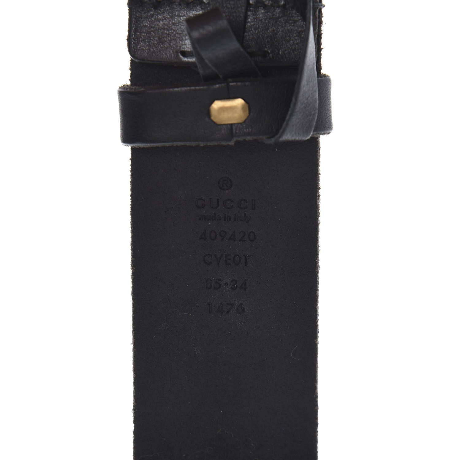 Gucci Calfskin Brass Feline Buckle Belt 85 34 Black 5 of 5