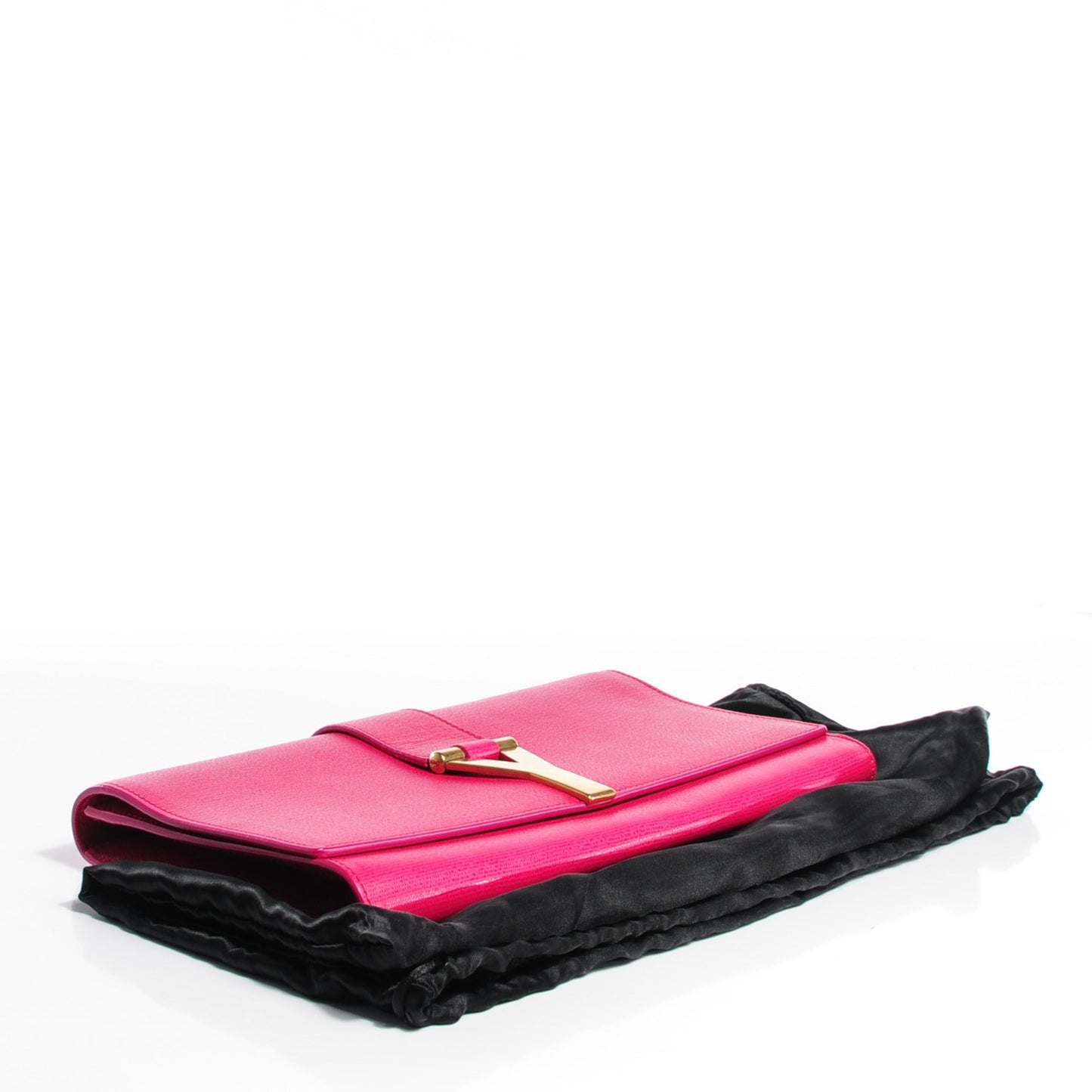 Textured Calfskin Large Classic Y Clutch Fuchsia