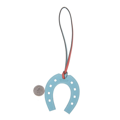 Hermes Swift Paddock Horseshoe Bag Charm Capucine Bleu Atoll 2 of 4