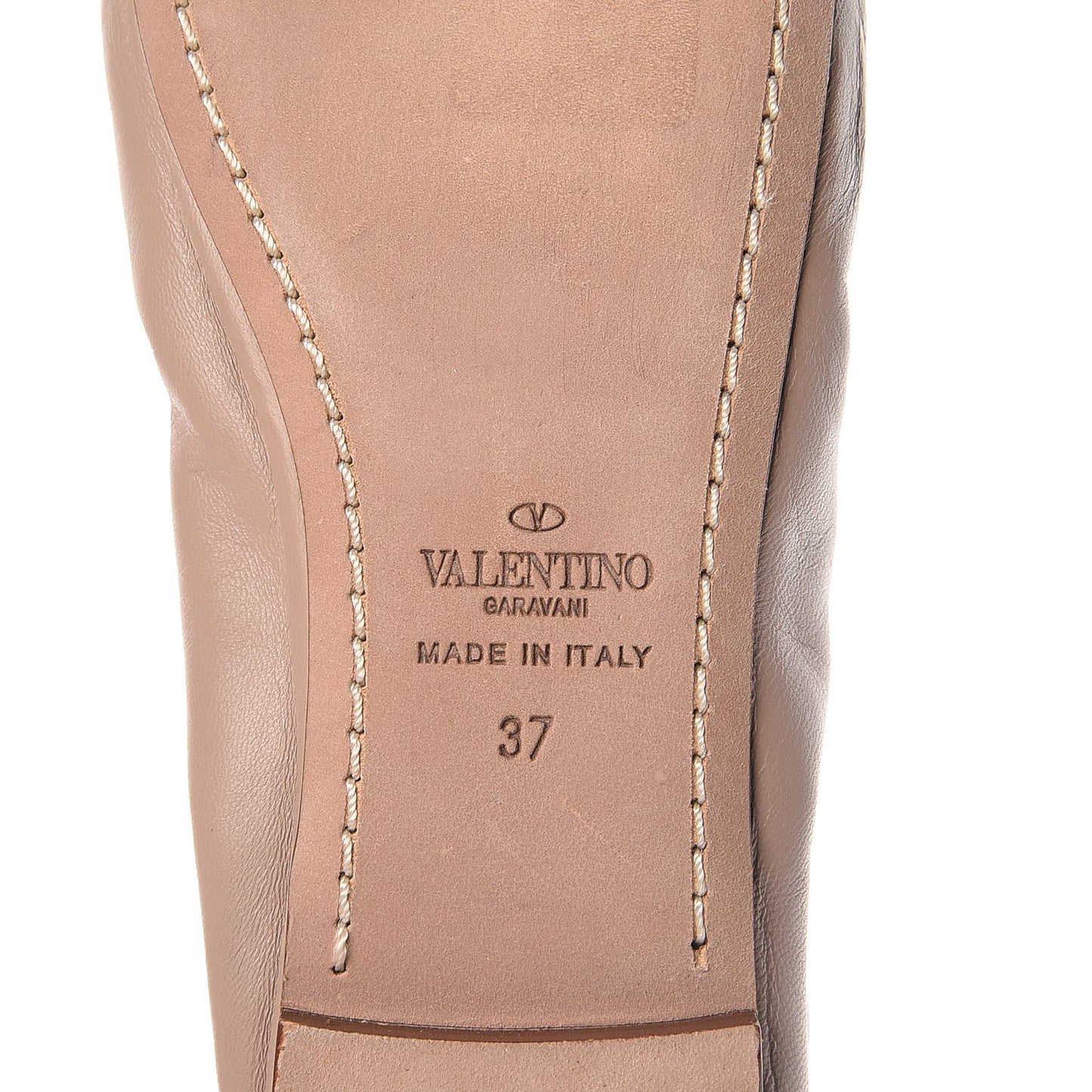 Nappa Rockstud Cross Strap Ballerina Flats 37 Poudre