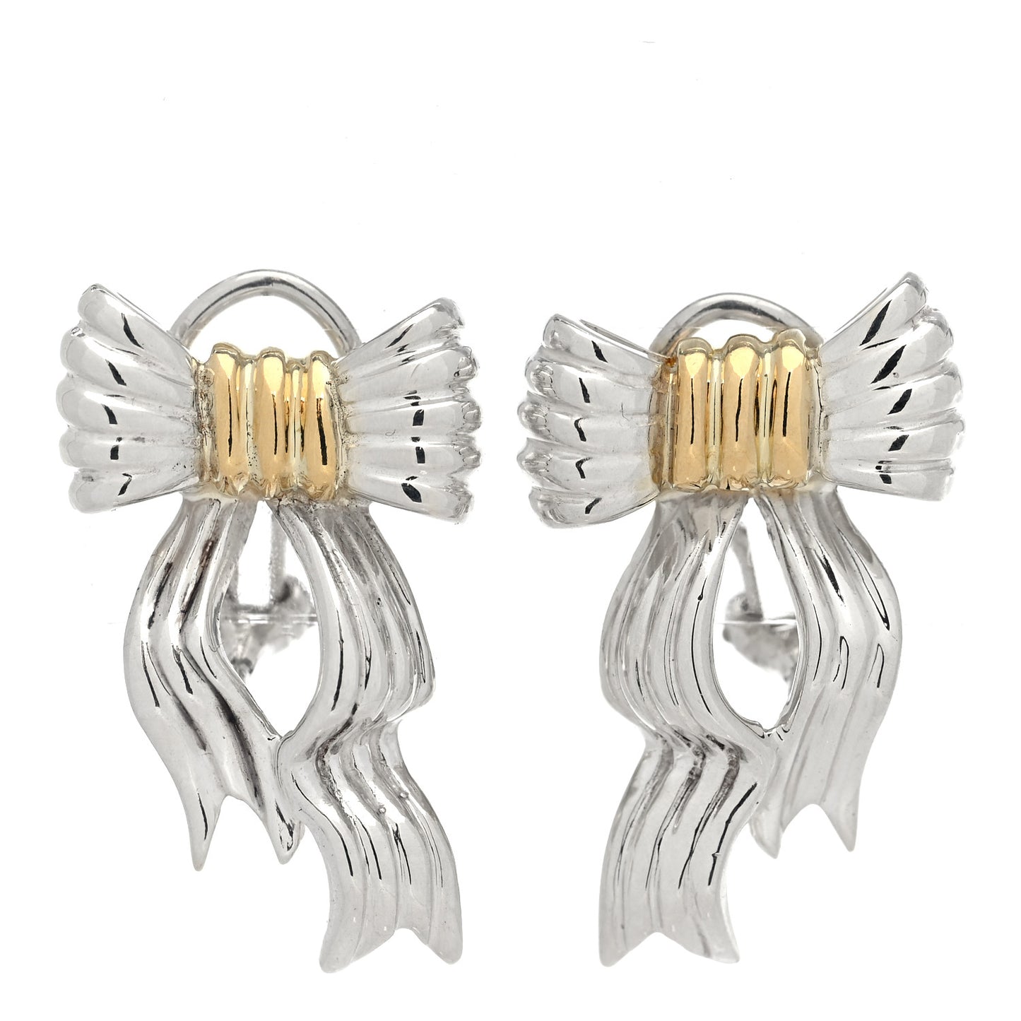 Sterling Silver 18K Yellow Gold Bow Earrings