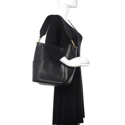 Celine Soft Grained Calfskin Sangle Bucket Bag Black 2 of 12