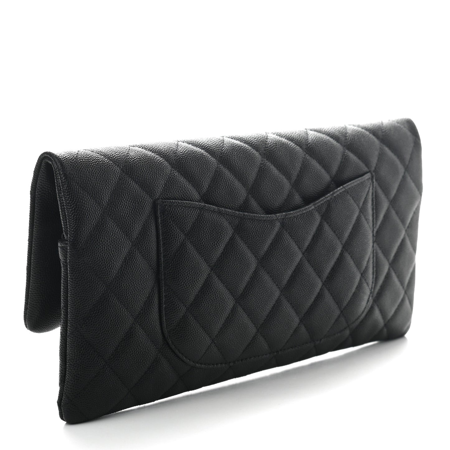 Caviar Quilted Flap Clutch Black