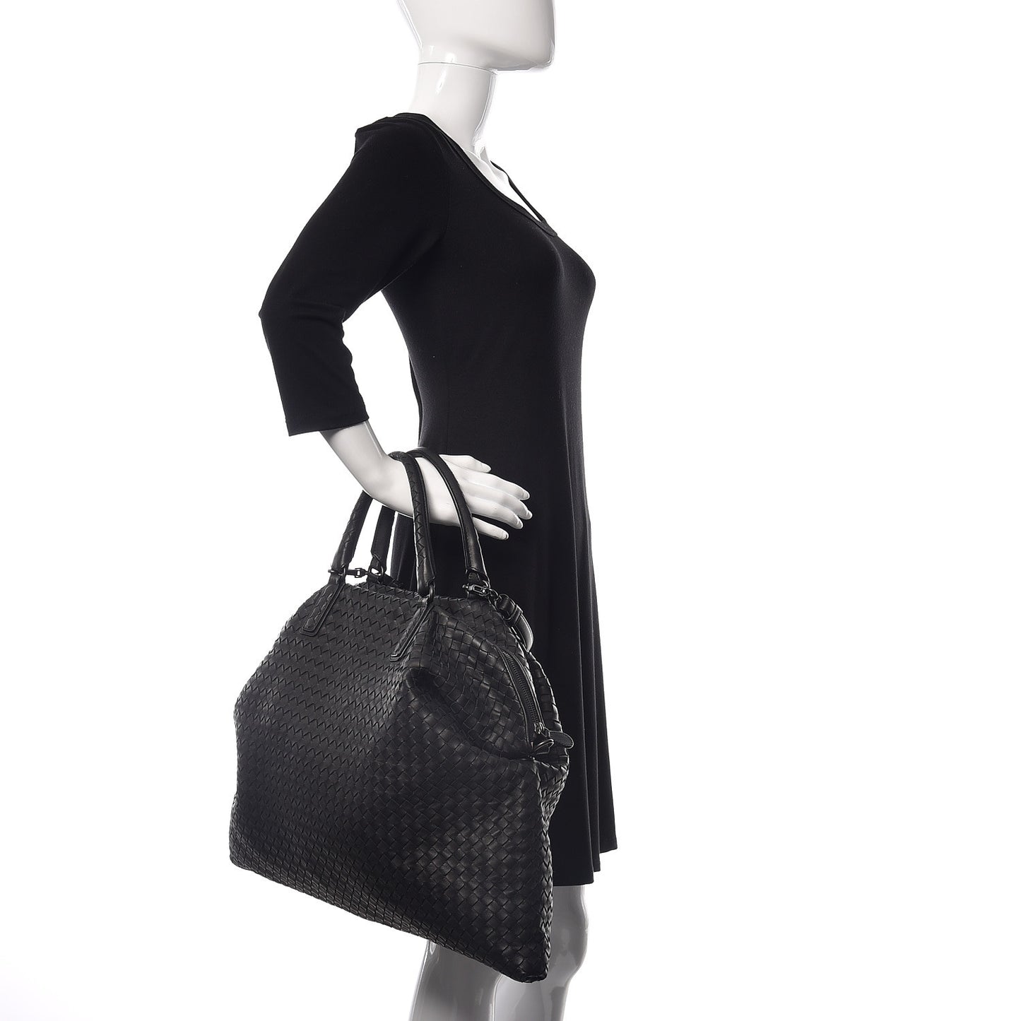 Nappa Intrecciato Maxi Convertible Tote Black