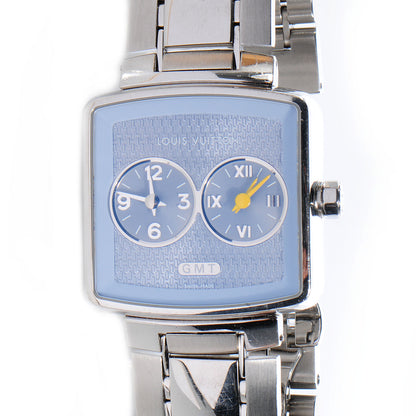 Louis Vuitton Stainless Steel 35mm Speedy Duo Jet GMT Quartz Watch Blue 1 of 6