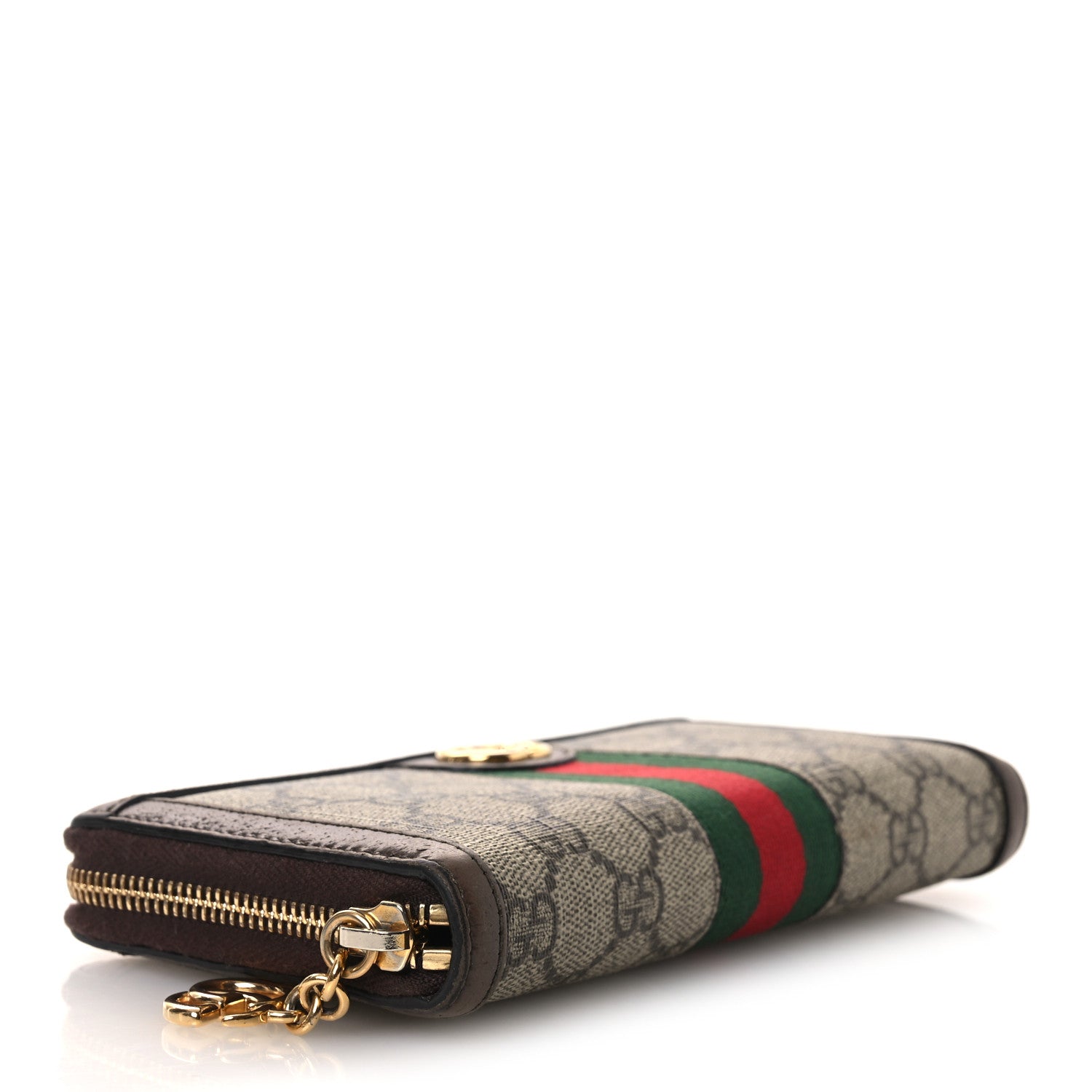 Gucci GG Supreme Monogram Web Ophidia Zip Around Wallet Brown 4 of 10