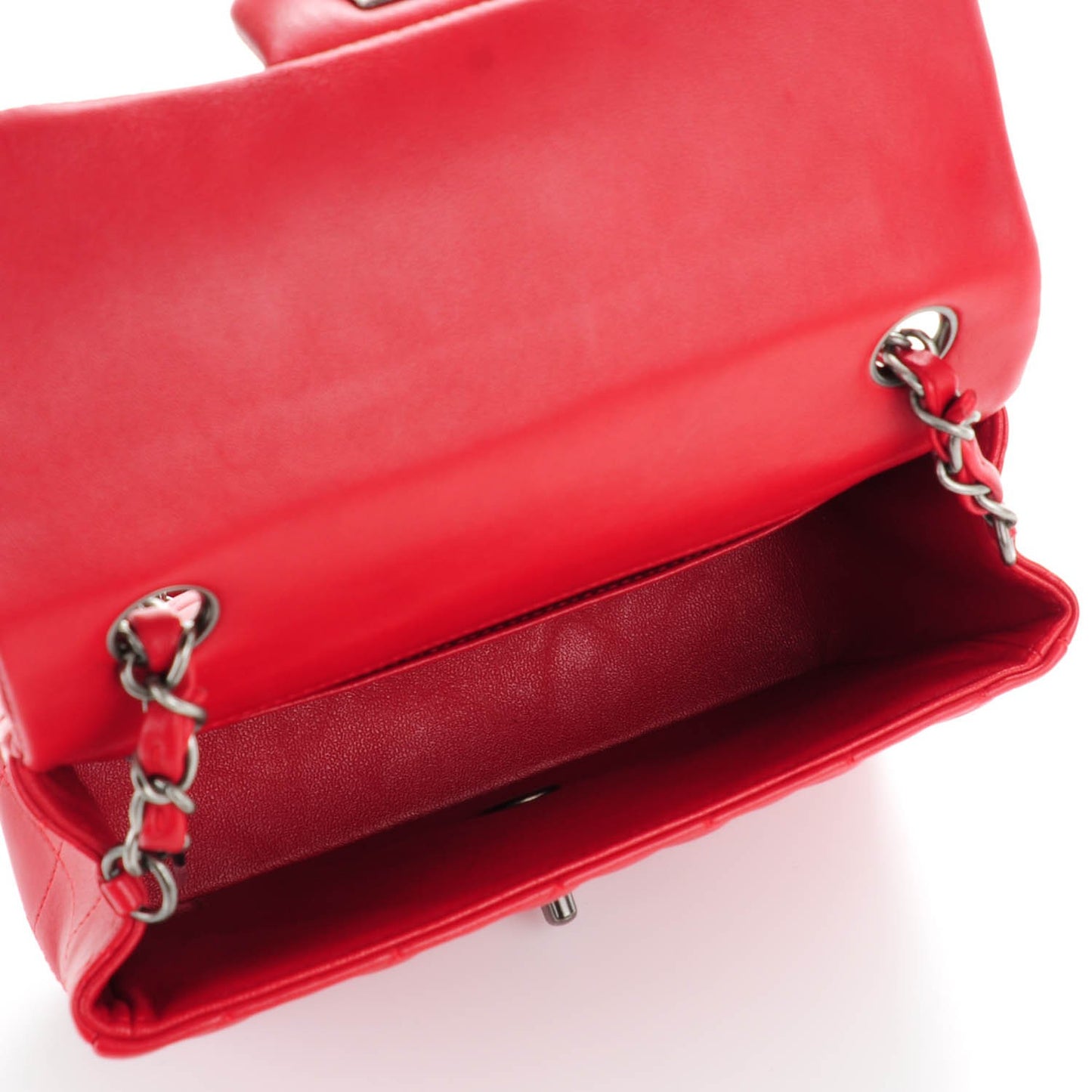 Lambskin Quilted Mini Rectangular Flap Red