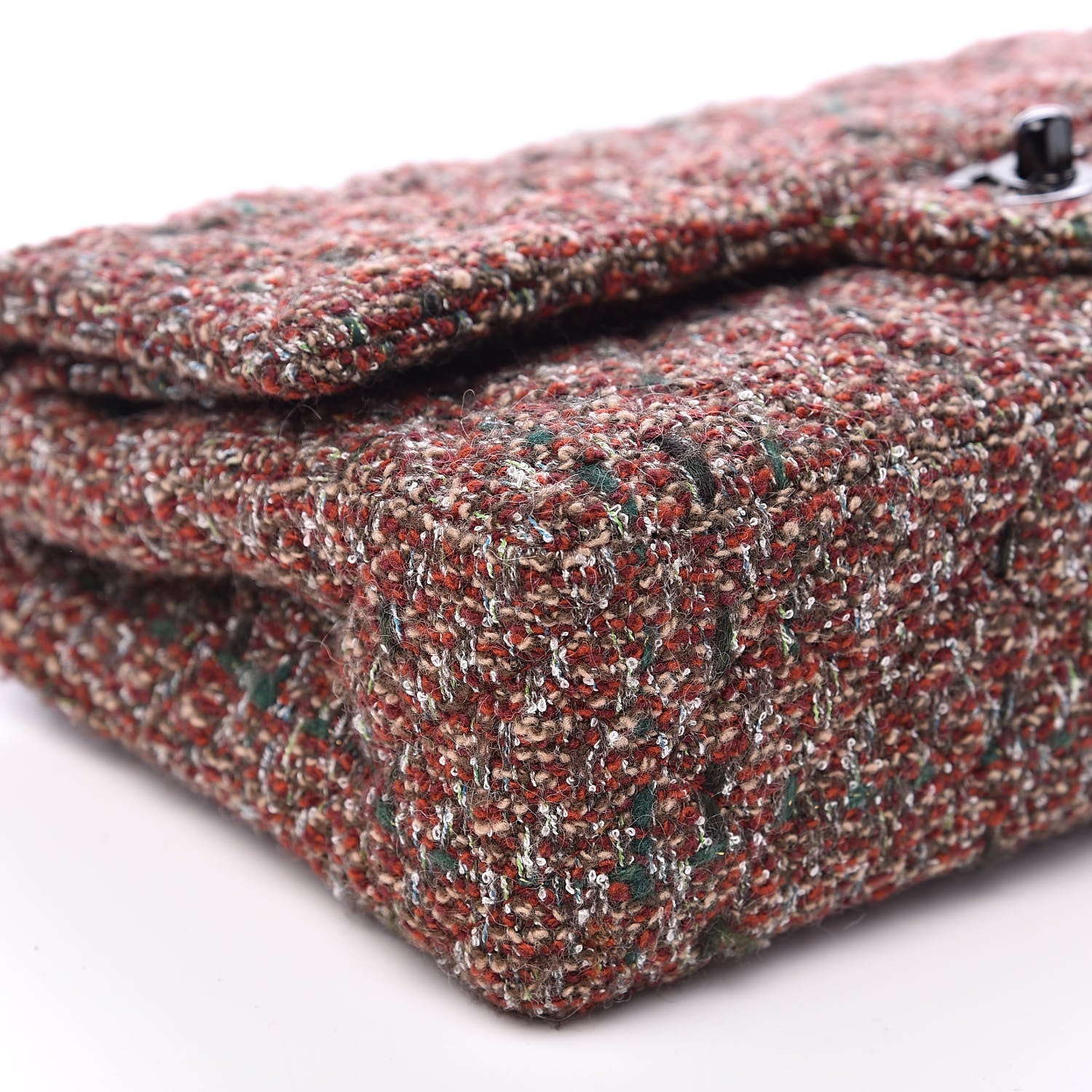 Chanel Tweed Quilted Medium Double Flap Dark Red 8 of 12
