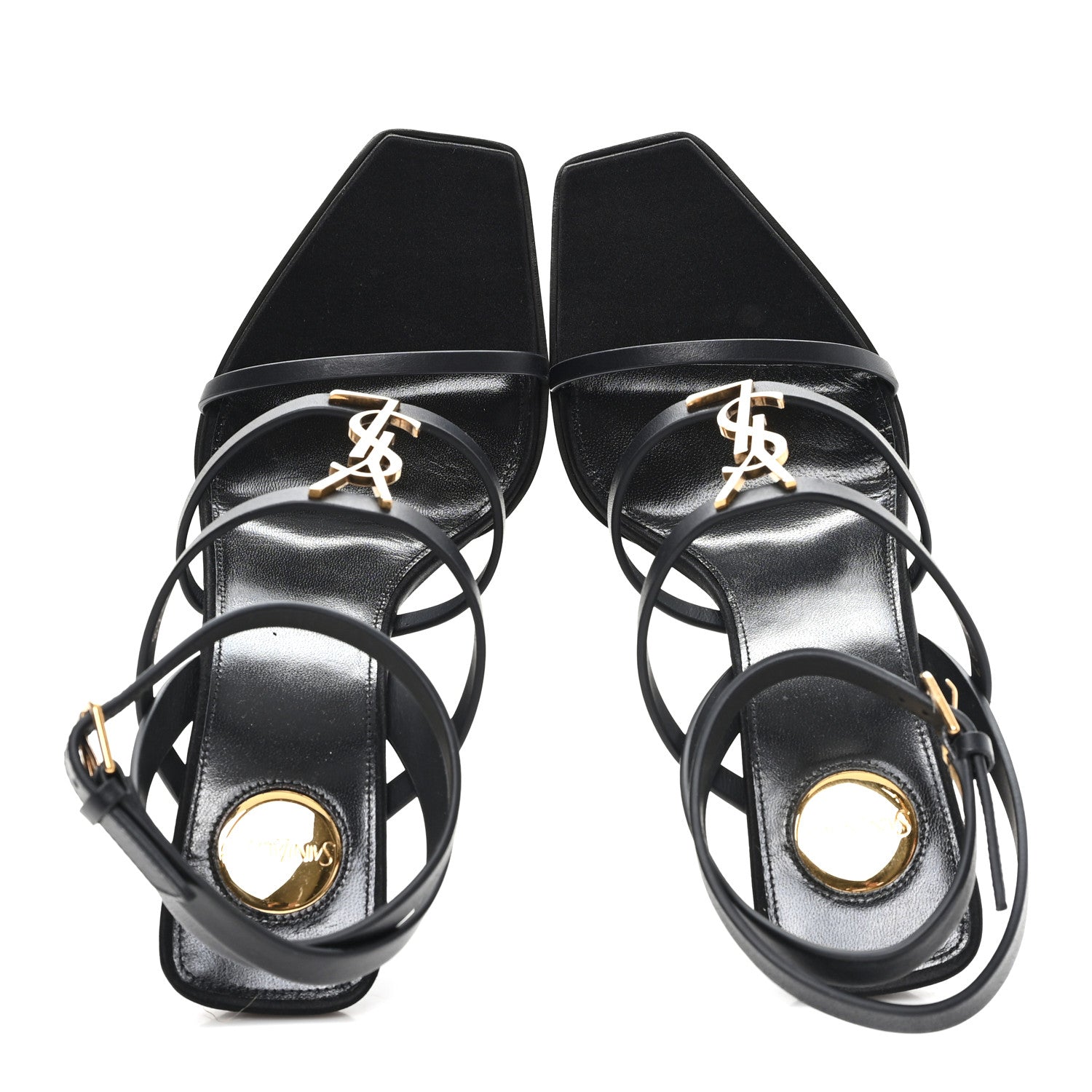 Saint Laurent Calfskin Cassandra 105 Wedges 37 Black 2 of 10