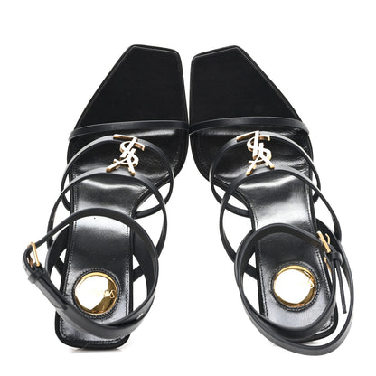Saint Laurent Calfskin Cassandra 105 Wedges 37 Black 2 of 10
