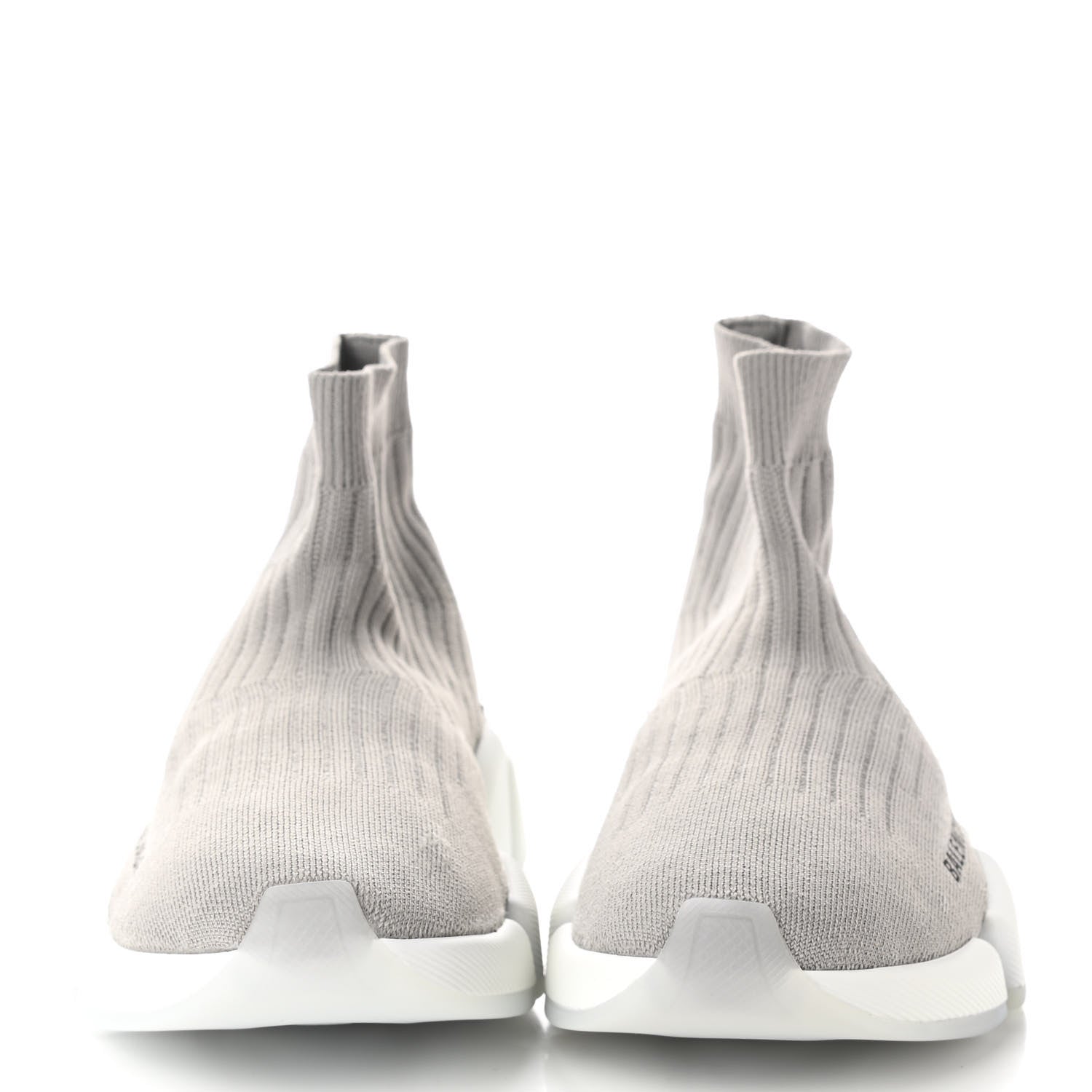 Balenciaga Ribbed Knit Womens Speed 2.0 Transparent Sole Sneakers 38 Baltic Grey White 2 of 9
