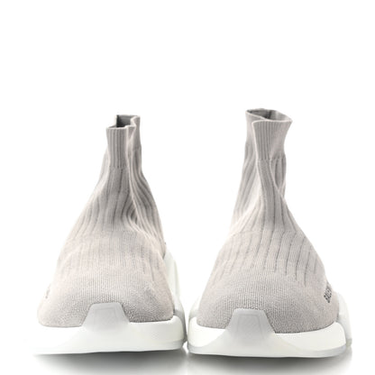 Balenciaga Ribbed Knit Womens Speed 2.0 Transparent Sole Sneakers 38 Baltic Grey White 2 of 9