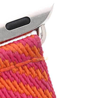 Hermes Nylon Weave 32mm Twill Jump Apple Watch Single Tour Strap Orange Rose Mexico 4 of 5