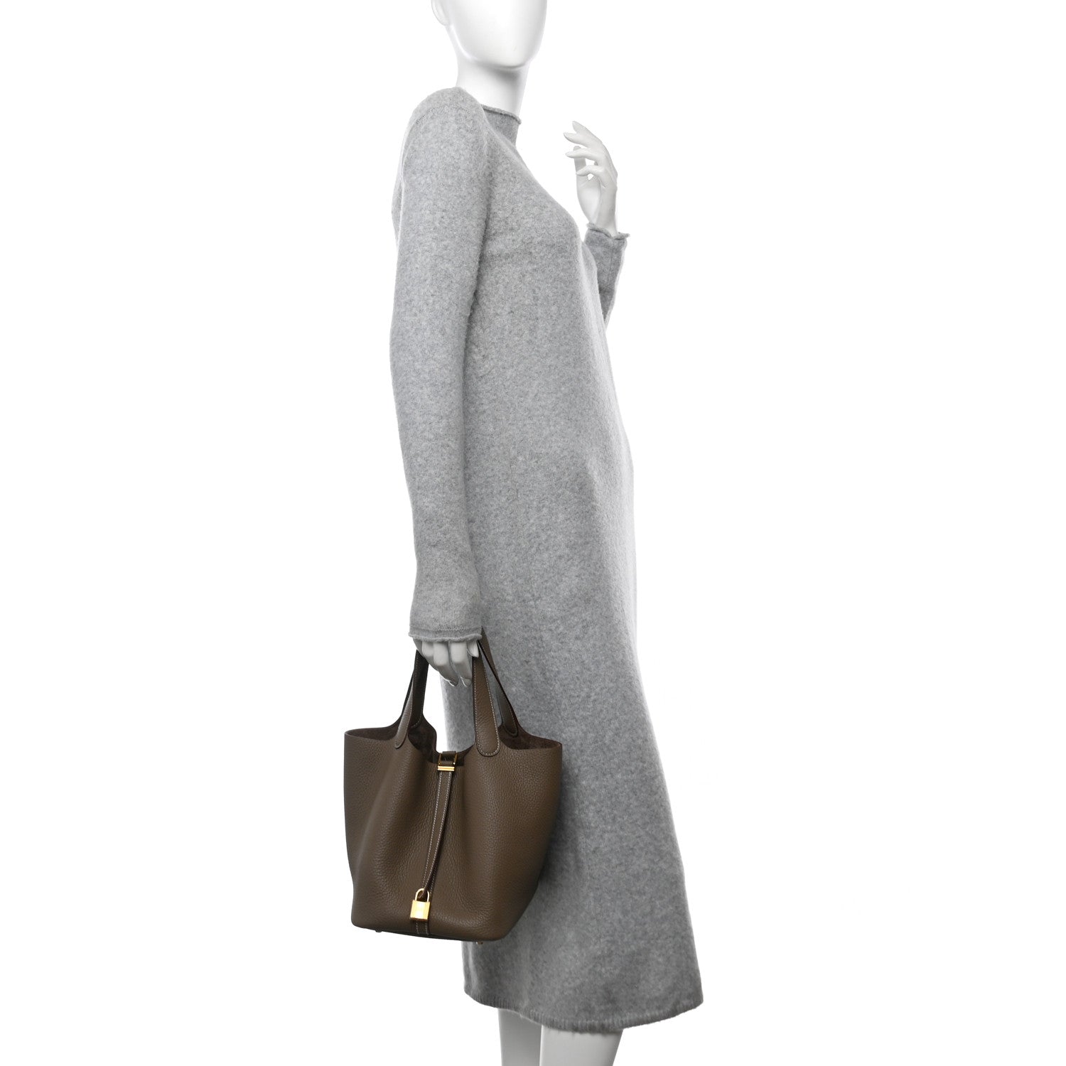 Hermes Taurillon Clemence Picotin Lock 22 MM Etoupe 2 of 11