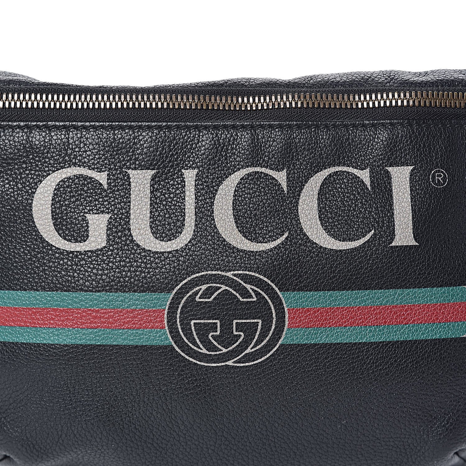 Gucci Grained Calfskin Logo Belt Bag Black 10 of 12