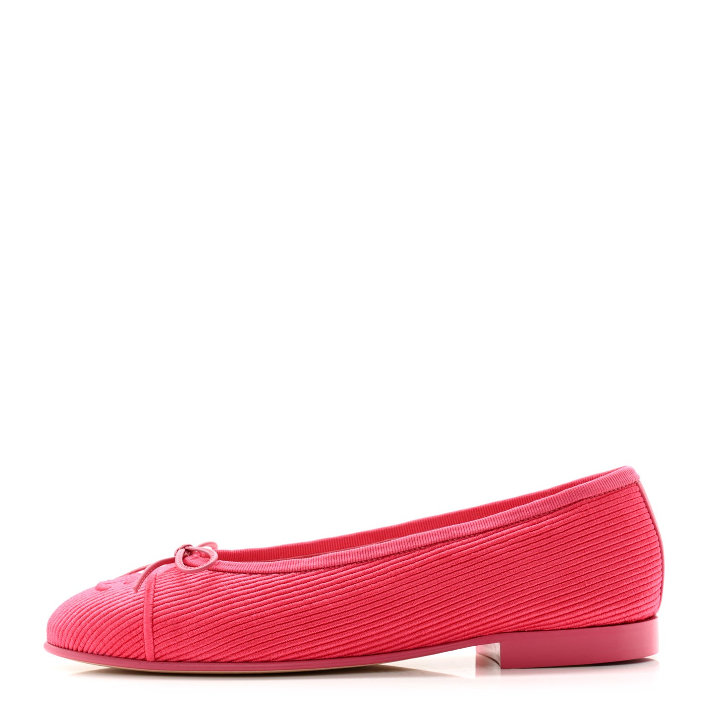 Embroidered Fabric Cap Toe CC Ballerina Flats 37.5 Dark Pink