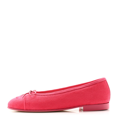 Chanel Embroidered Fabric Cap Toe CC Ballerina Flats 37.5 Dark Pink 1 of 11