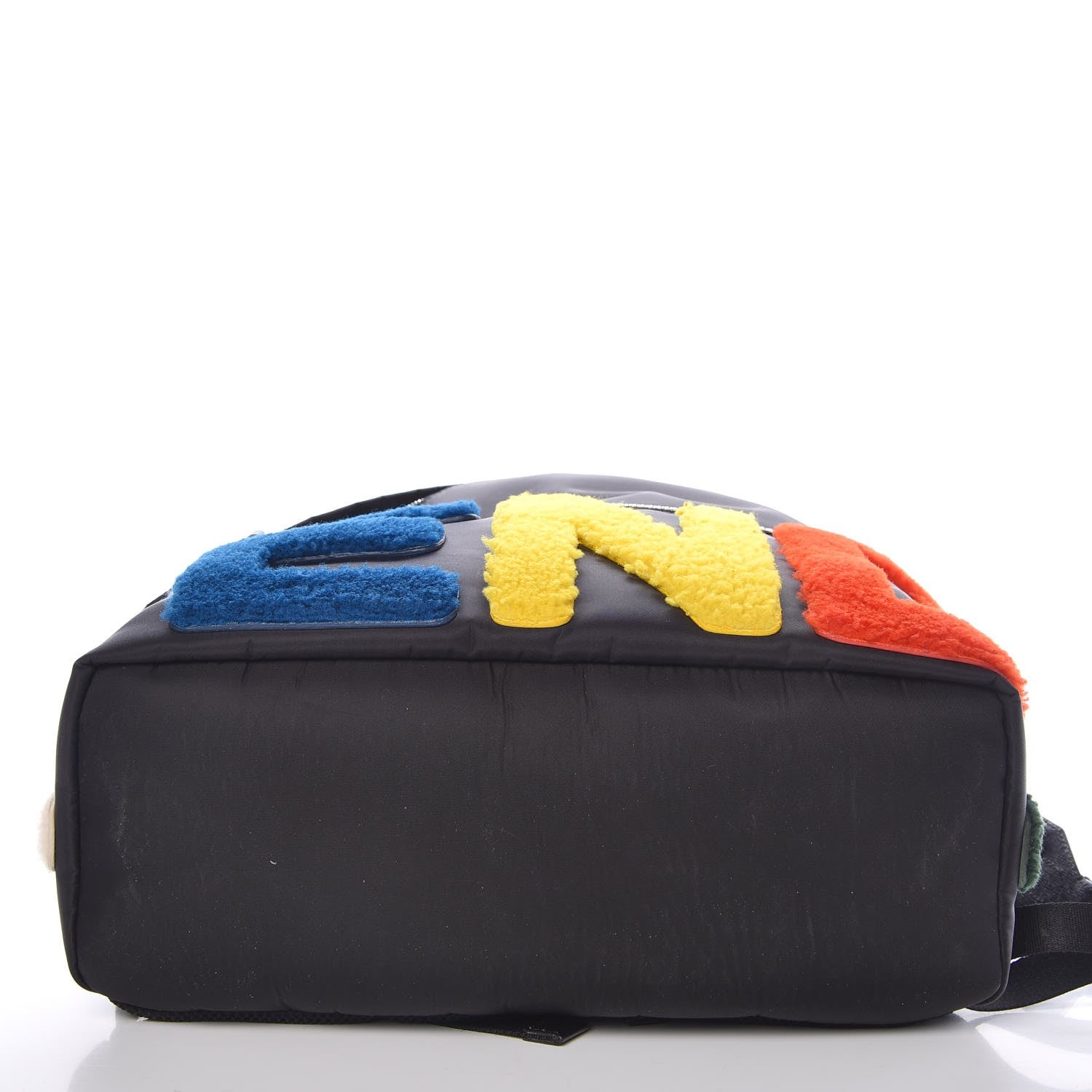 Fendi Nylon Shearling Block Letter Backpack Black 9 of 9