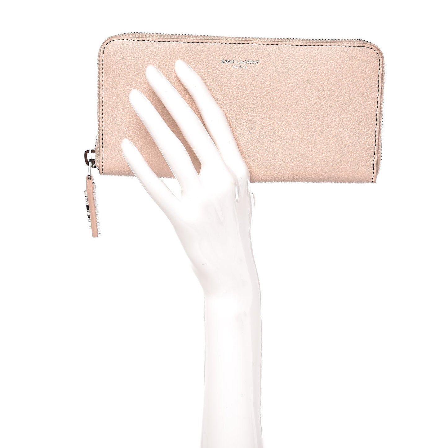 Grained Calfskin Rive Gauche Zip Around Wallet Pink