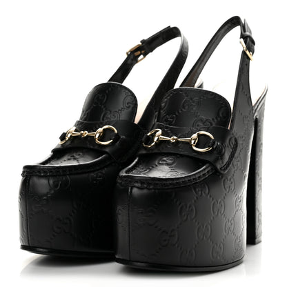 Gucci Guccissima Horsebit Platform 70/160mm Slingback Mules 38.5 Black 4 of 10