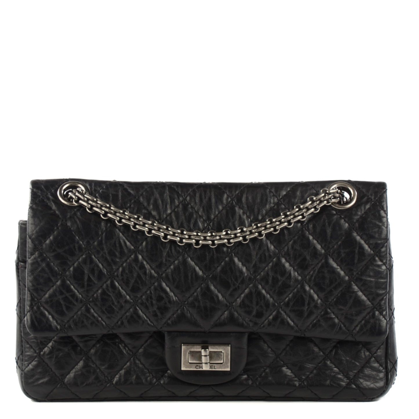 Aged Calfskin Quilted 2.55 Reissue 225 Flap Black