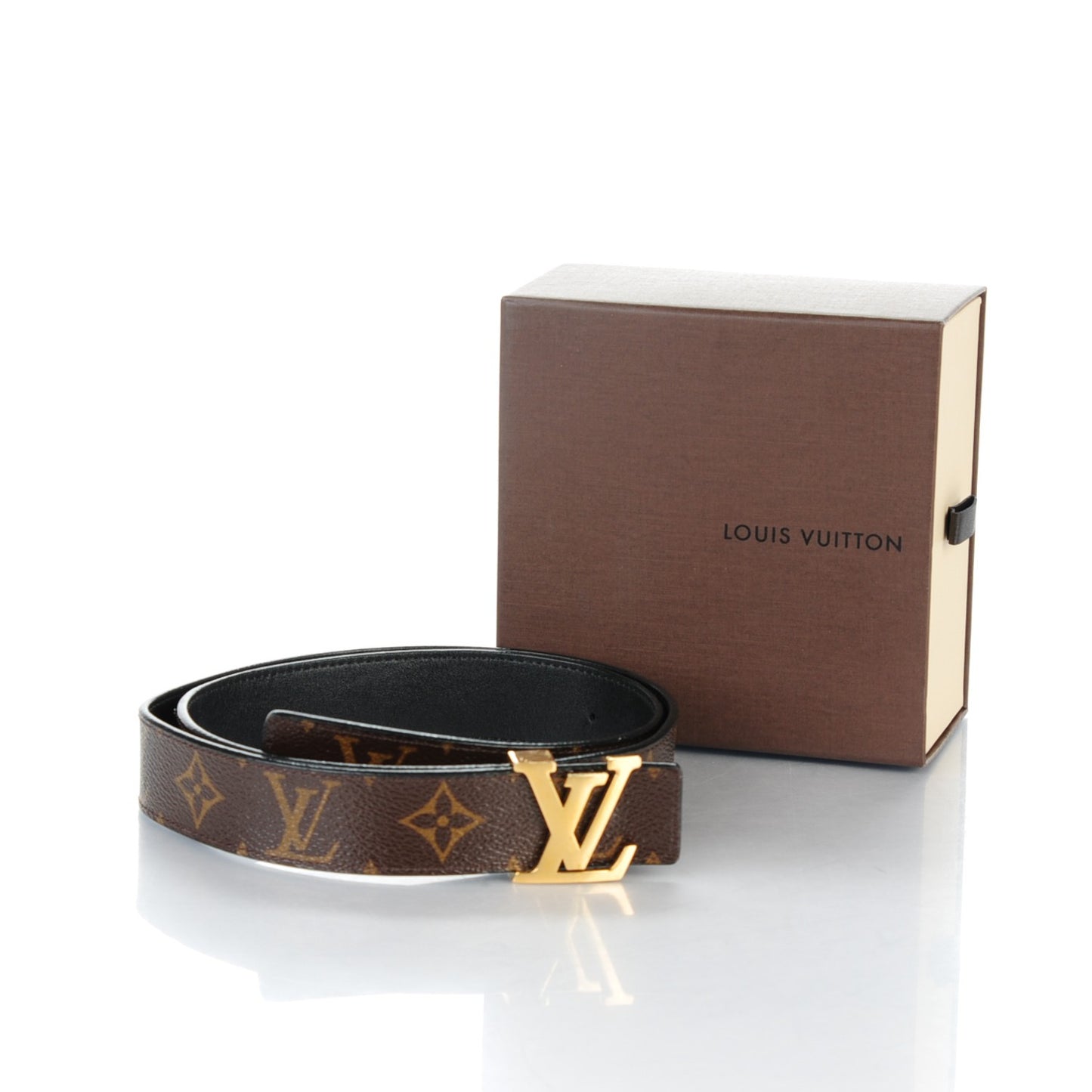 Calfskin Monogram 30mm LV Initiales Reversible Belt 85 34 Black