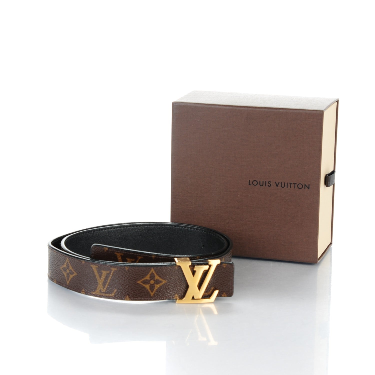 Louis Vuitton Calfskin Monogram 30mm LV Initiales Reversible Belt 85 34 Black 5 of 5